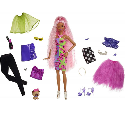 barbie hgr60 papusa "extra" cu haine si accesorii