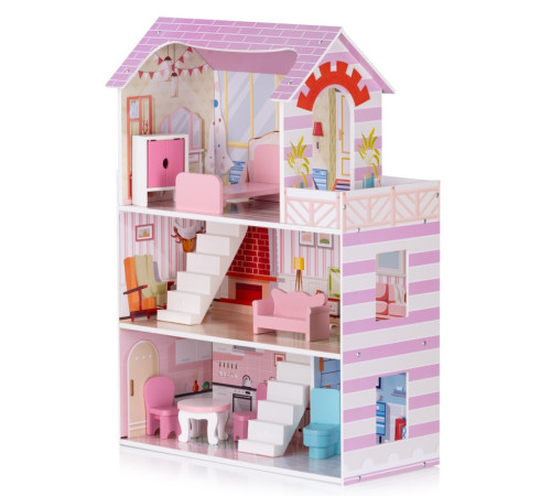 chipolino diwh02406636 Деревянный кукольный домик с 7 аксессуарами