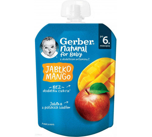 Детское питание в Молдове gerber Пюре "Яблоко-манго" (6 м+) 80 гр.