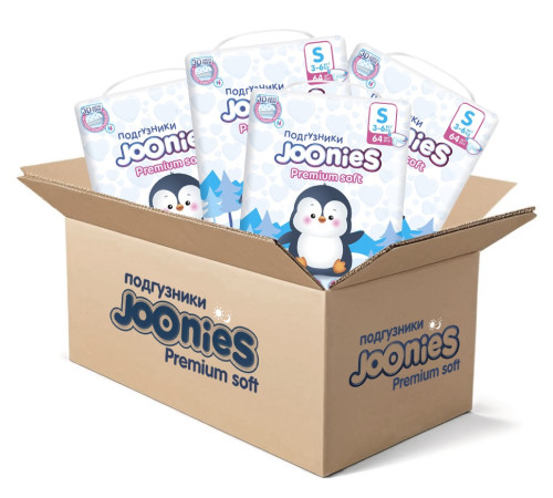  joonies mega pack 953211 premium soft scutece s, 3-6 kg, (4x64) 256 buc.