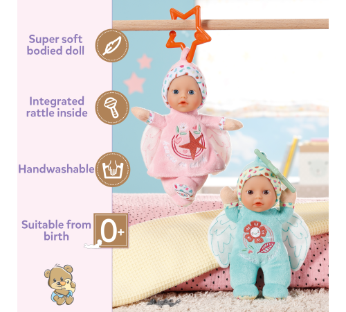 zapf creation 832295 păpușă moale baby born "angel" (în sort)
