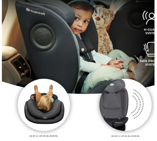 kinderkraft Автокресло i-360 i-size гр. 0/1/2/3 (40-150 см.) серый