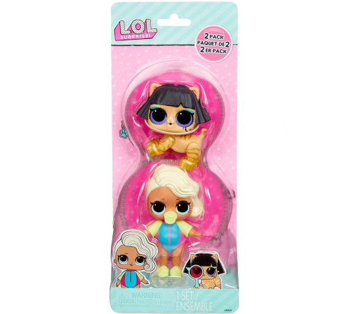  l.o.l. 987819 set 2 figurine lol surprise! opp tot + pet - surfer babe + ancient meow