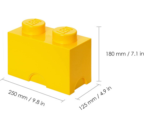 lego Контейнер для хранения storage brick 2 (12,5 x 25x18 cм.) жёлтый