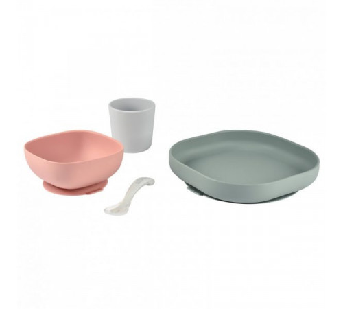 beaba 4256 set de masa din silicon (4 piese) eucalipt/roz