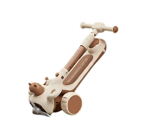 91573 trotinetă pentru copii 6 &icirc;n 1 cu scaun și m&acirc;ner parental (bej)