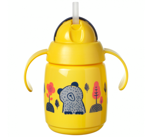 tommee tippee tt0390 cană cu pai "superstar" galben (6 luni+) 300 ml.