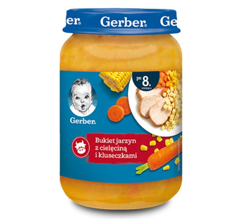  gerber piure de mix de legume cu vițel și paste (8 luni+) 190 gr.