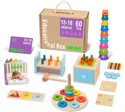 tooky toy tk752 set de jucarii pentru dezvoltare "educational box" (60 articole)