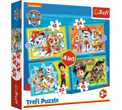  trefl 34346 puzzle  4-în-1 "echipa paw patrol" (12/24/20/15 el.)