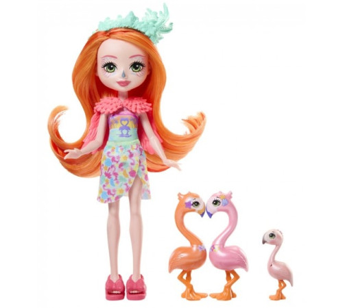 enchantimals hrx85 setul de joc "familia flamingo a lui florinda"