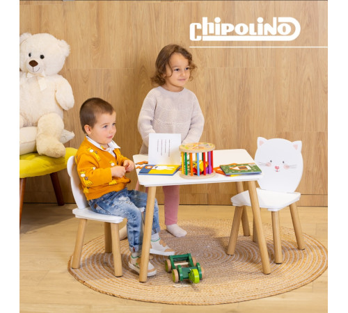 chipolino diwh02440323 masă și două scaune din mdf "ursuleț și pisicuță"