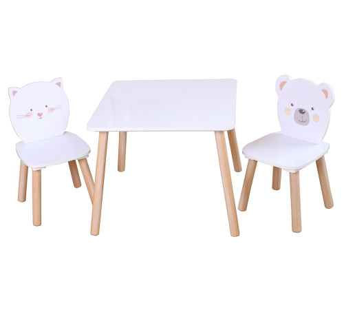 chipolino diwh02440323 masă și două scaune din mdf "ursuleț și pisicuță"