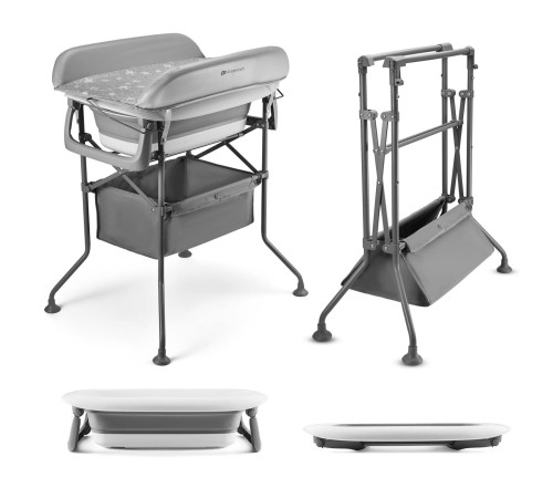 kinderkraft Пеленальный столик с ванной bubbly серый