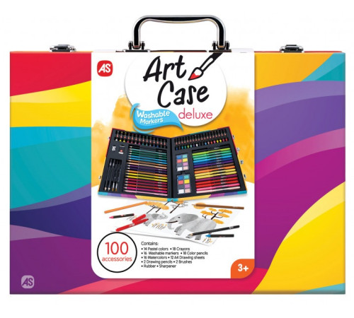  as kids 1038-82050 set de desen într-o cutie de lemn "deluxe rainbow" (100 el.)