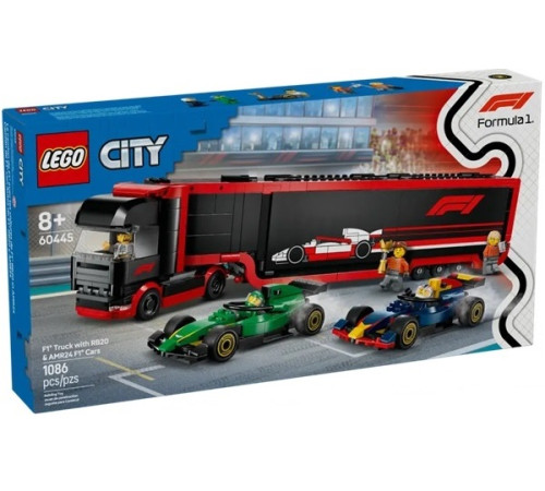 Детский магазин в Кишиневе в Молдове Lego City 60445 Конструктор "Грузовик F1 с автомобилями RB20 и AMR24" (1086 дет.)  lego city 60445 Конструктор "Грузовик f1 с автомобилями rb20 и amr24" (1086 дет.)