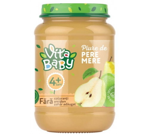 vita baby piure din pere si mere (4 luni+) 180 gr.