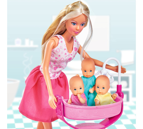 simba 5733212 Игровой набор Кукла Стеффи с 3 малышами
