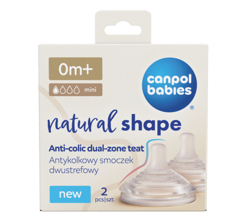  canpol 21/750 tetină anti-colici "natural shape duoflex" (0 luni+) 2 buc.