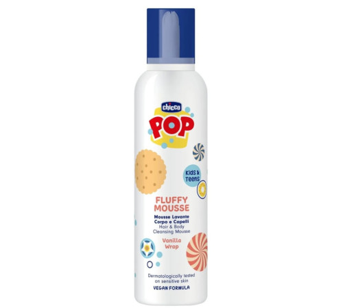  chicco spuma pentru corp si par 2 in 1 "pop" cu miros de vanilie (200 ml)