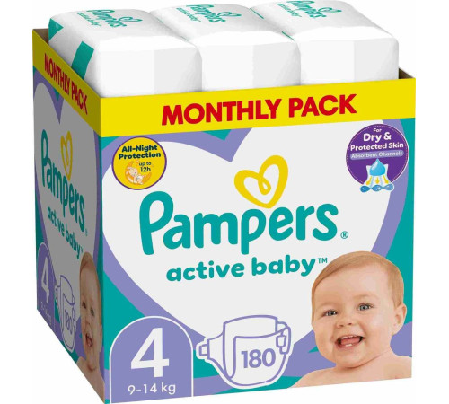 Pampers Active Baby 4 (9-14 кг.) 180 шт.  pampers active baby 4 (9-14 кг.) 180 шт.