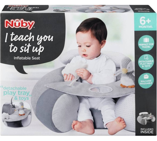 nuby id99614 pernă gonflabilă pentru joc "penguin inflatable sit up baby seat" (6 luni+)