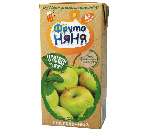 Детское питание в Молдове ФрутоНяня сок яблоко прямой отжим 200 мл. (4 м+)