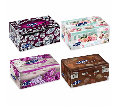  papia Șervețele cosmetice de h&acirc;rtie cu 2 straturi mini &icirc;n cutie (120 buc.)