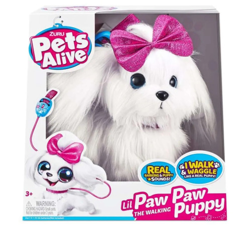  zuru pets alive 9531 Интерактивная игрушка "Белый щенок с поводком paw paw puppy"