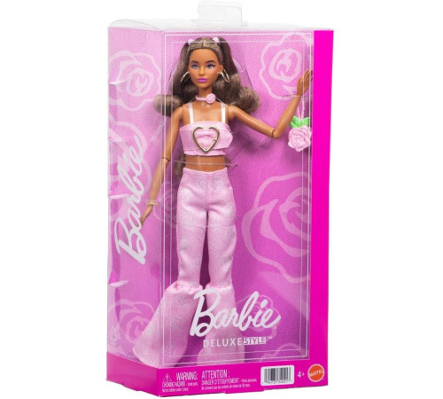 barbie jjn72 păpușa barbie "deluxe style fashion doll №12" &icirc;ntr-un top roz și blugi evazați