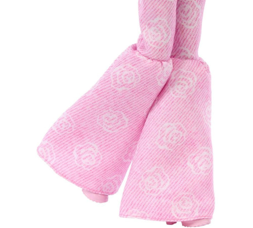 barbie jjn72 păpușa barbie "deluxe style fashion doll №12" &icirc;ntr-un top roz și blugi evazați