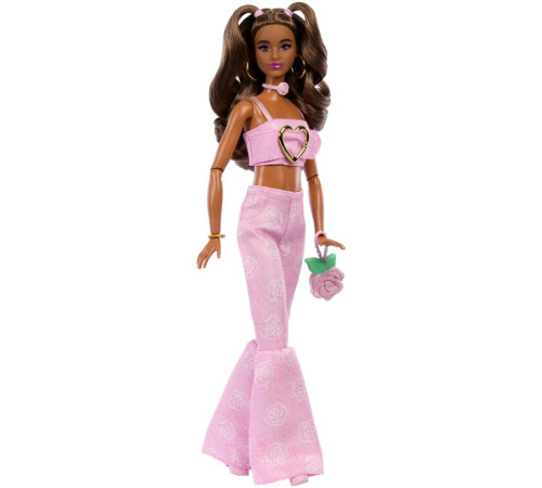  barbie jjn72 păpușa barbie "deluxe style fashion doll №12" &icirc;ntr-un top roz și blugi evazați