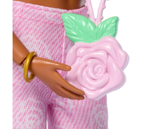 barbie jjn72 păpușa barbie "deluxe style fashion doll №12" &icirc;ntr-un top roz și blugi evazați