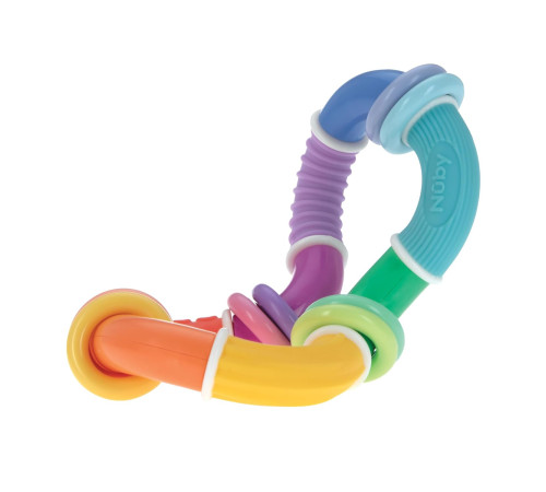 nuby nv06029 jucărie gingivala "twist & rattle teether toy with rings" ( 6 luni+)