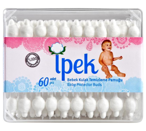  ipek organik bețișoare de urechi pentru copii cu opritor (60 buc.)