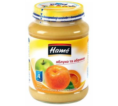 Hame Пюре Яблоко с абрикосами 190gr. (4m+) Детское питание в Молдове hame Пюре Яблоко с абрикосами 190gr. (4m+)