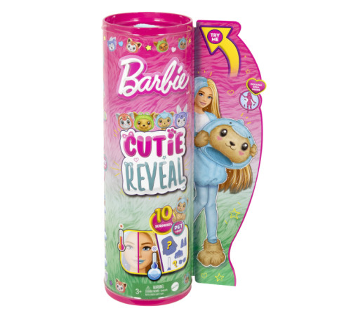 barbie hrk25 papusa "cutie reveal: ursuleț în costum de delfin"