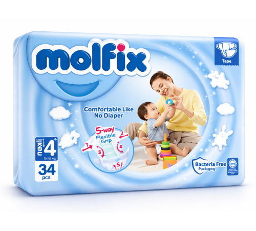  molfix maxi plus Подгузники 4+ (9-16 кг) 34 шт.