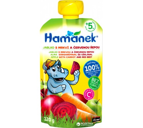 Hame Пюре "Hamanek" Яблоко-Морковь-Свекла (5 м+) 120 гр. Детское питание в Молдове hame Пюре "hamanek" Яблоко-Морковь-Свекла (5 м+) 120 гр.
