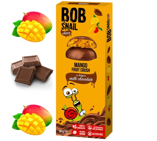 bob snail Натуральные конфеты "Манго" в бельгийском молочном шоколаде (30 гр.)