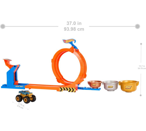 hot wheels jbx64  Игровой набор "monster trucks loop-and-flip trophy challenge"