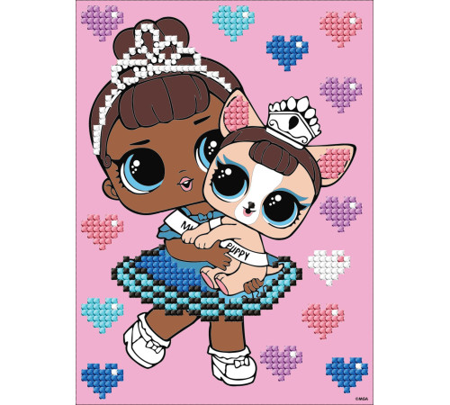  ideyka aml1201 mozaic cu diamante "l.o.l. surprise! miss baby with miss puppy" (15х20 cm.)