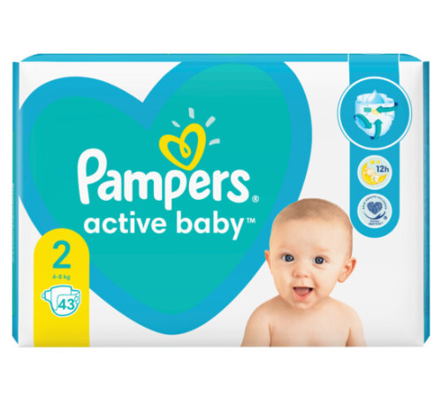 pampers active baby 2 (4-8 kg) 43 buc