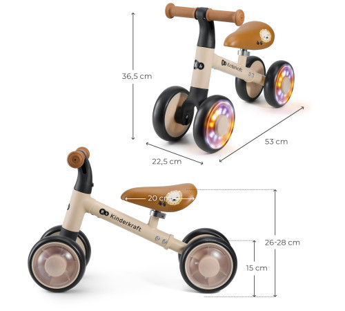 kinderkraft mini-bicicletă fără pedale "cutie flash" (bej)