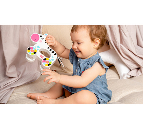 kids hits kh20/010 jucărie din lemn "zebra" seria "Împinge și trage"