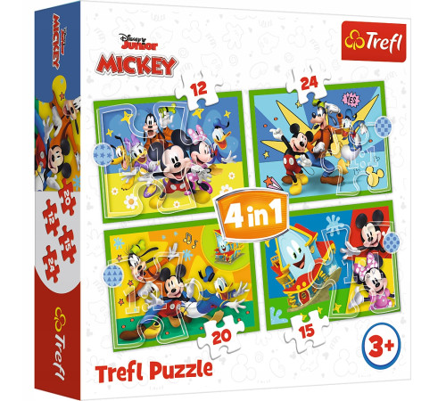  trefl 34616 puzzle 4in1"Între prieteni mickey mouse” (71эл.)