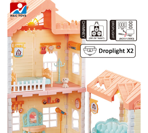 52145 casă de păpuși cu mobilier și iluminare "princess house" (276 piese)