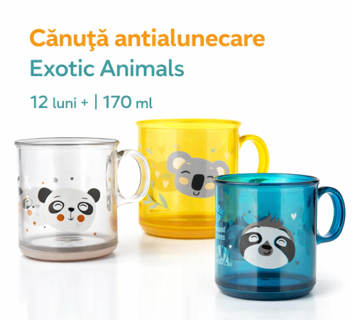  canpol 2/100 cănuța antialunecare exotic animals (170ml) in sort.