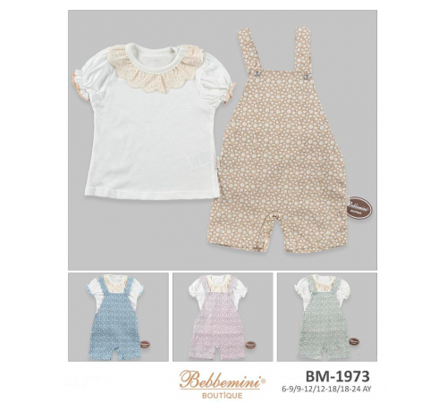 Детская одежда в Молдове bebbemini bm-1973  Костюм из 2 единиц (6/9/12/18/24 мес.) в асс.