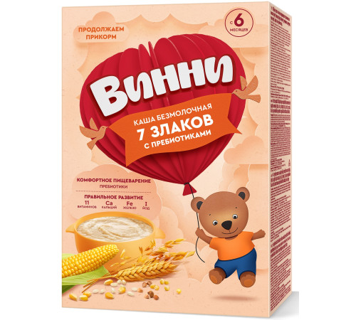 Винни Каша безмолочная 7 злаков с пребиотиками (6м +) 200 гр.